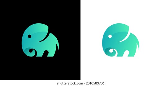 Cute elephant bright gradient vector logo design template. Universal power, zoo, safari creative symbol logotype emblem template.