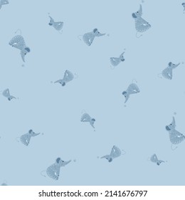 Cute elephant with butterfly seamless pattern. Funny childish tracery in doodle style. Hand drawn texture for fabric, wallpaper, textile, print, title, wrapping paper. Vector illustration.
