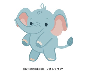 Cute elephant calf cartoon animal design vector illustration isolated on white background