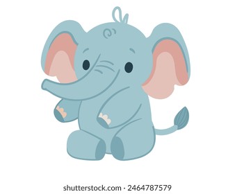 Cute elephant calf cartoon animal design vector illustration isolated on white background