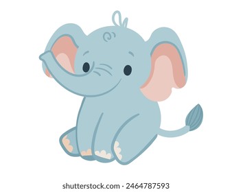 Cute elephant calf cartoon animal design vector illustration isolated on white background