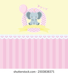 Cute Elephant Card Birthday Party Baby Shower