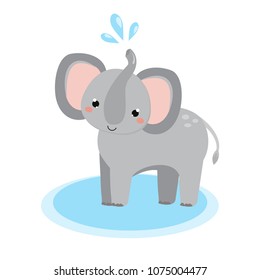 Cute elephant. Cartoon african animal. Kawaii style. Isolated vector illustration