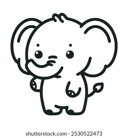 cute elephant cartoon animal doodle hand drawn vector illustration template design