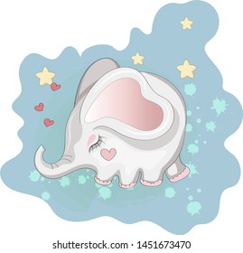 cute elephant cartoon for baby pajamas,t-shirts, postcards, notebooks