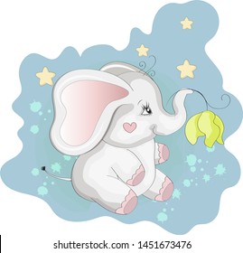 cute elephant cartoon for baby pajamas,t-shirts, postcards, notebooks
