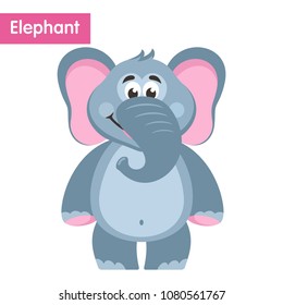 Cute elephant. Cartoon character on white background. Vector illustration.
