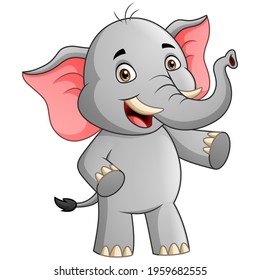 Cute elephant cartoon character. Vector illustration