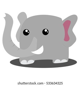 Cute Elephant cartoon character. Vector illustration isolated on white background.