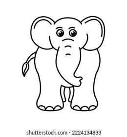 Cute elephant cartoon characters vector illustration. For kids coloring book.