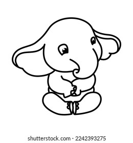 Cute elephant cartoon characters vector illustration. For kids coloring book.
