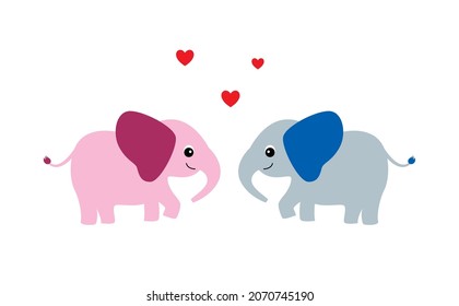 cute elephant cartoon couple vector