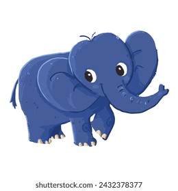 cute elephant cartoon in crayon style editable Colorful vector hand drawn illustration for children. baby designs for cards, poster decorations, t-shirt prints, stickers, icons and others