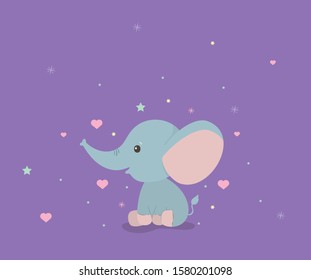 Cute elephant cartoon design, Animal zoo life nature character childhood and adorable theme Vector illustration