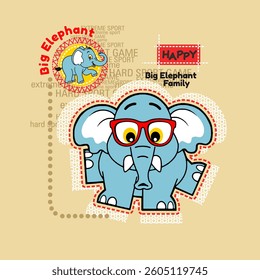Cute elephant cartoon, Flat Vector Illustration