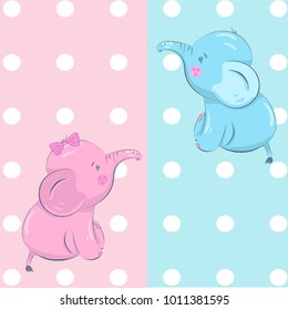 Cute elephant cartoon hand drawn vector illustration. Can be used for print t shirts baby, design print fashion socks kids, congratulations celebrations baby shower cards and invitations.