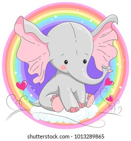Cute Elephant. Cartoon hand drawn animal print  for t-shirts baby design,  fashion kids print, baby shower, cards and posters