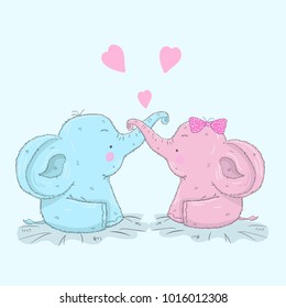 Cute elephant cartoon hand drawn vector illustration. Can be used for print t shirts baby, design print fashion socks kids, congratulations celebrations baby shower cards and invitations.elephant