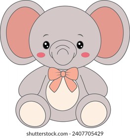 Cute Elephant Cartoon Hand Drawn Illustration