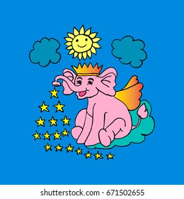 cute elephant cartoon hand drawn vector