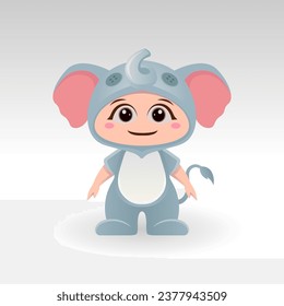 Cute elephant With Cartoon Icon Vector Illustration. Cute bear mascot costume concept Isolated Premium Vector. Flat Cartoon Style