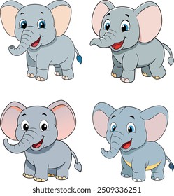 Cute Elephant cartoon illustration set