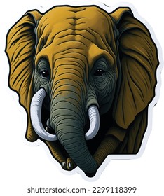 Cute elephant cartoon illustration in sticker design