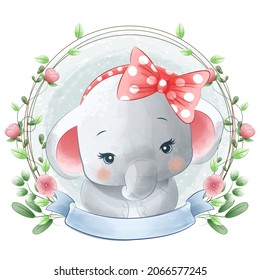 cute elephant cartoon illustration watercolor Isolated on white background, for cover book, print, baby shower, nursery decorations, birthday invitations, poster, greeting card