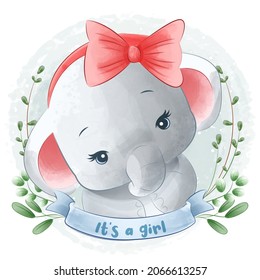 cute elephant cartoon illustration watercolor Isolated on white background, for cover book, print, baby shower, nursery decorations, birthday invitations, poster, greeting card