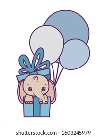 Cute elephant cartoon inside gift design, Animal zoo life nature character childhood and adorable theme Vector illustration