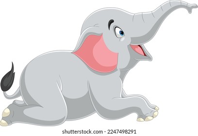 Cute elephant cartoon lying down