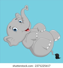 Cute elephant cartoon lying on the floor animal character design illustration