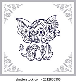 Cute elephant cartoon mandala arts isolated on white background