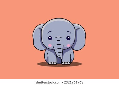 Cute elephant cartoon minimal vector