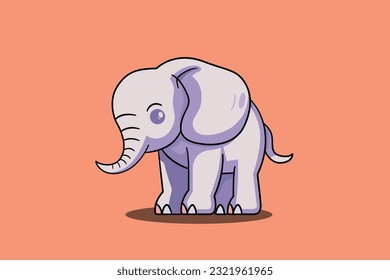 Cute elephant cartoon minimal vector