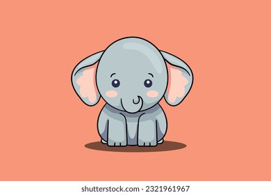 Cute elephant cartoon minimal vector