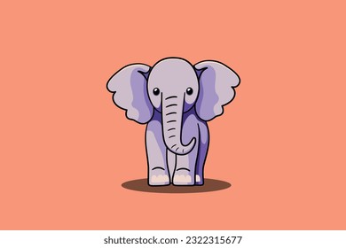 Cute elephant cartoon minimal vector