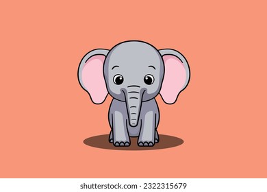 Cute elephant cartoon minimal vector