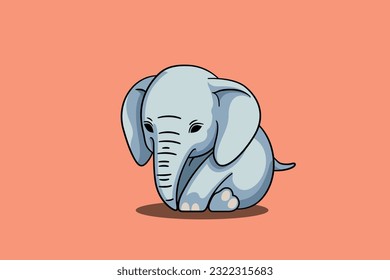 Cute elephant cartoon minimal vector