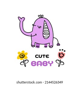 Cute elephant. Cartoon elephant for nursery. Vector illustration