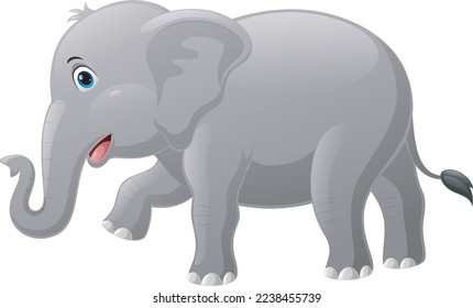 Cute elephant cartoon on white background