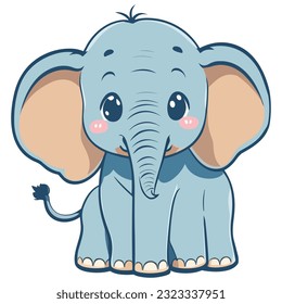 Cute Elephant Cartoon On White Background