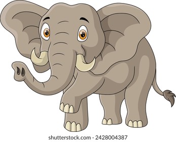 Cute elephant cartoon on white background