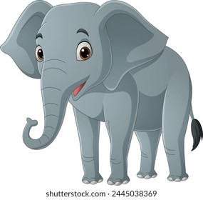 Cute elephant cartoon on white background
