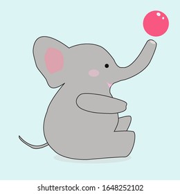 Cute Elephant Cartoon Playing Ball Vector
