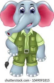 cute elephant cartoon posing with laughing