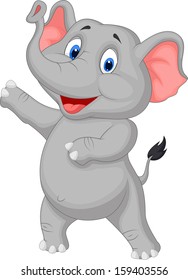 Cute elephant cartoon presenting
