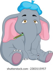 cute elephant cartoon is sick