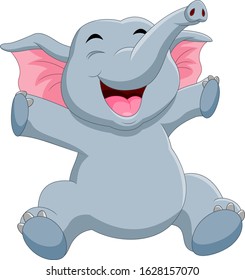 A Cute elephant cartoon sitting