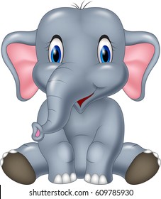 Cute elephant cartoon sitting